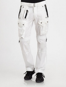 Rendered in a breathable cotton-nylon blend, this sporty convertible pant can be dually worn as a short with an easy zip of the leg to accommodate any excursion in perfect comfort.Belted waist with roller buckleZip flyZippered side slash, back flap pocketsOversized snap-flap pocketsInseam, about 3175% cotton/25% nylonMachine washImported Rendered in a breathable cotton-nylon blend, this sporty convertible pant can be dually worn as a short with an easy zip of the leg to accommodate any excursion in perfect comfort.Belted waist with roller buckleZip flyZippered side slash, back flap pocketsOversized snap-flap pocketsInseam, about 3175% cotton/25% nylonMachine washImported