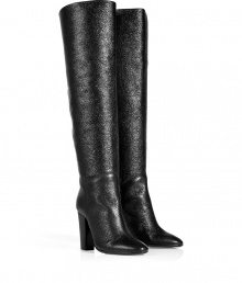 Kick your style into high gear with these statement-making versatile embossed leather boots from Giuseppe Zanotti - Slightly pointed toe, pull-on style, chunky high heel, embossed leather, high knee-length - Style with a body-con mini dress or with skinny jeans and an oversized blouse Kick your style into high gear with these statement-making versatile embossed leather boots from Giuseppe Zanotti - Slightly pointed toe, pull-on style, chunky high heel, embossed leather, high knee-length - Style with a body-con mini dress or with skinny jeans and an oversized blouse