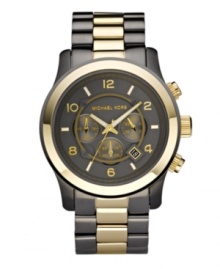 Metal tones collide for a strikingly sophisticated effect on this Runway collection Michael Kors watch.