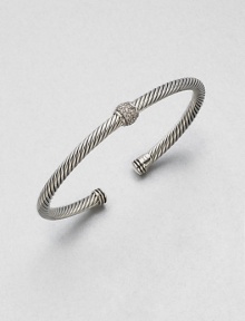 From the Silver Ice Collection. Brilliant pave diamonds accent this iconic sterling silver cable design. Sterling silverDiamonds, .22 tcwDiameter, about 2.5Slip-on styleMade in USA From the Silver Ice Collection. Brilliant pave diamonds accent this iconic sterling silver cable design. Sterling silverDiamonds, .22 tcwDiameter, about 2.5Slip-on styleMade in USA