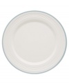 This charming porcelain dinner plate features a four-ringed border. Mix and match with other Tin Can Alley Blue pieces from Lenox for a subtly varied table setting. Qualifies for Rebate