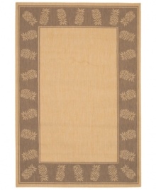 Retreat to the tropics with this casual rug, framed with an inviting design of pineapples in warm, cocoa-brown colorways. Couristan's durable polypropylene blend allows the rug to be placed nearly anywhere, indoors or out! Whether you add it to your patio or make a splash in your family room, this soft piece is pet-friendly and resistant to mold and mildew. Retreat to the tropics with this casual rug, framed with an inviting design of pineapples in warm, cocoa-brown colorways. Couristan's durable polypropylene blend allows the rug to be placed nearly anywhere, indoors or out! Whether you add it to your patio or make a splash in your family room, this soft piece is pet-friendly and resistant to mold and mildew.