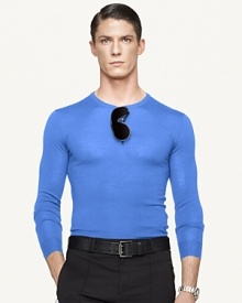 Luxuriously crafted from textural Italian wool, the crewneck sweater is jersey-knit in the trim, modern silhouette that defines Black Label. Luxuriously crafted from textural Italian wool, the crewneck sweater is jersey-knit in the trim, modern silhouette that defines Black Label.
