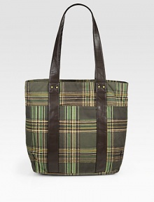 Perfectly sized carryall roomy enough to tote all of your essentials, in plaid-printed vegan leather.Zip closureDouble top handlesInterior zip pocketFully linedPolyurethane13W x 14H x 5DImported Perfectly sized carryall roomy enough to tote all of your essentials, in plaid-printed vegan leather.Zip closureDouble top handlesInterior zip pocketFully linedPolyurethane13W x 14H x 5DImported