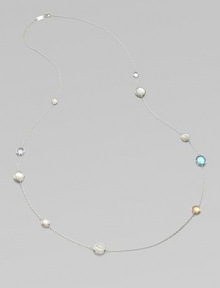 From the Wonderland Collection. A delicate silver chain is sprinkled with faceted round stones, including colorful quartz-layered doublets, iridescent mother-of-pearl and radiant clear quartz.Mother-of-pearl and clear quartzSterling silverLength, about 40Lobster claspImported