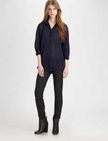 Featherweight denim takes on a slight sheen in this casual button-down.Point collarDropped shouldersChest pocketsButton-down placketShirttail hemAbout 29 from shoulder to hemCottonDry cleanImportedModel shown is 5'11 (180cm) wearing US size 4. Featherweight denim takes on a slight sheen in this casual button-down.Point collarDropped shouldersChest pocketsButton-down placketShirttail hemAbout 29 from shoulder to hemCottonDry cleanImportedModel shown is 5'11 (180cm) wearing US size 4.