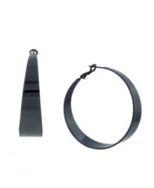 Looking for hoops with a little extra oomph? This edgy Vince Camuto style incorporates a unique tapered design in gleaming hematite tone mixed metal. Approximate diameter: 2 inches. Looking for hoops with a little extra oomph? This edgy Vince Camuto style incorporates a unique tapered design in gleaming hematite tone mixed metal. Approximate diameter: 2 inches.