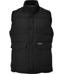 The perfect silhouette for taking through the seasons, Woolrichs down vest is a timeless classic choice - Stand-up collar, snapped panel with hidden two-way zipper underneath, flap pockets - Straight slim fit - Wear with everything from long sleeve tees and jeans to cashmere pullovers and tailored trousers The perfect silhouette for taking through the seasons, Woolrichs down vest is a timeless classic choice - Stand-up collar, snapped panel with hidden two-way zipper underneath, flap pockets - Straight slim fit - Wear with everything from long sleeve tees and jeans to cashmere pullovers and tailored trousers