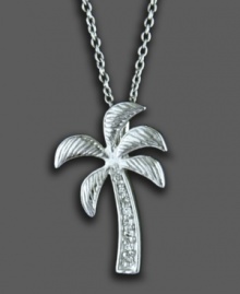 Accessorize with the beauty of the islands. 14k white gold palm tree pendant from Effy Collection with diamond accents. Approximate length: 18 inches. Approximate drop: 1 inch. Accessorize with the beauty of the islands. 14k white gold palm tree pendant from Effy Collection with diamond accents. Approximate length: 18 inches. Approximate drop: 1 inch.