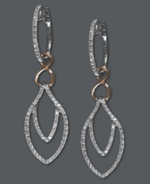 Luxurious links. EFFY Collection's stunning cut-out drop earrings are set in 14k rose gold and 14k white gold, while round-cut diamonds dust the surface (1/2 ct. t.w.). Approximate drop: 1-9/16 inches. Luxurious links. EFFY Collection's stunning cut-out drop earrings are set in 14k rose gold and 14k white gold, while round-cut diamonds dust the surface (1/2 ct. t.w.). Approximate drop: 1-9/16 inches.