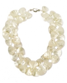 Flauntable floral. This pretty collar necklace features detailed flower petals made from cultured freshwater Mother of Pearl shells. Set in sterling silver. Approximate length: 18 inches. Flauntable floral. This pretty collar necklace features detailed flower petals made from cultured freshwater Mother of Pearl shells. Set in sterling silver. Approximate length: 18 inches.