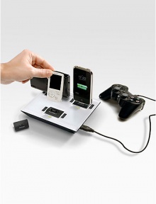 A simple system of interchangeable tips allows you to charge up to four portable devices (mobile phones, PDAs, MP3/MP4 players, video game consoles, Bluetooth devices, digital cameras, etc.) at the same time. Includes six interchangeable tipsCharge up to four devices at the same timeCompatible with more than 4,000 electronic devicesComfortable and easy to plug in and unplug electronic devices, regardless of model5.71 X 7.48 X 3.54Imported A simple system of interchangeable tips allows you to charge up to four portable devices (mobile phones, PDAs, MP3/MP4 players, video game consoles, Bluetooth devices, digital cameras, etc.) at the same time. Includes six interchangeable tipsCharge up to four devices at the same timeCompatible with more than 4,000 electronic devicesComfortable and easy to plug in and unplug electronic devices, regardless of model5.71 X 7.48 X 3.54Imported