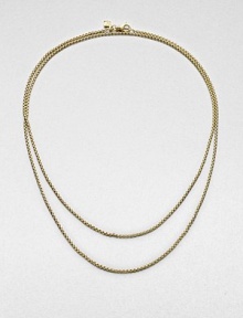 A baby box chain necklace in radiant 18k gold. 18k goldLength, about 32Lobster clasp closureImported A baby box chain necklace in radiant 18k gold. 18k goldLength, about 32Lobster clasp closureImported