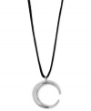 Ask for the moon. The crescent pendant from Robert Lee Morris, crafted from silver-tone mixed metal and featuring a black necklace cord, lights up the night. Approximate length: 34 inches. Approximate drop: 1-1/2 inches.