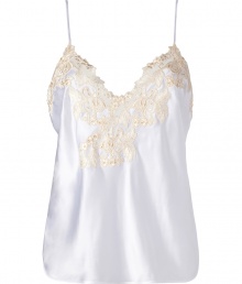 Sexy white and ivory short cami top - Turn up the heat in the boudoir with this lovely silk-blend cami- Flattering slim straps and adorable lace detail - Perfect under a blouse or on its own Sexy white and ivory short cami top - Turn up the heat in the boudoir with this lovely silk-blend cami- Flattering slim straps and adorable lace detail - Perfect under a blouse or on its own
