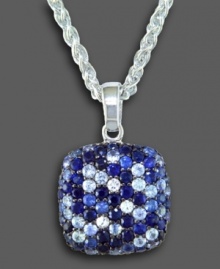 Sublime elegance by Effy Collection. Sterling silver pendant with round-cut sapphire (4-1/8 ct. t.w.). Approximate length: 18 inches. Approximate drop: 1 inch. Sublime elegance by Effy Collection. Sterling silver pendant with round-cut sapphire (4-1/8 ct. t.w.). Approximate length: 18 inches. Approximate drop: 1 inch.