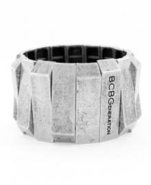 California chic. BCBGeneration's silver tone mixed metal stretch bracelet is the perfect accent piece to your favorite summer look. Bracelet stretches to fit wrist. Approximate diameter: 3 inches.