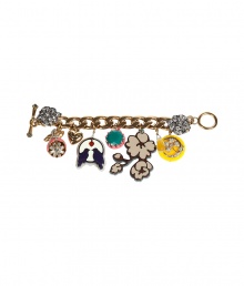 Super fun multicolor bird charm bracelet - This retro-chic charm bracelet is the perfect addition to any wardrobe - Cute rhinestone detail and bird-centric colored charms - Pair with skinny jeans, a t-shirt, and a wool 3/4-sleeve blazer