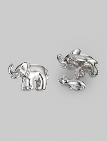 A fun design in sterling silver, with an elephant on the front and a mouse-shaped t-back. Elephant length, about 1 Made in USA A fun design in sterling silver, with an elephant on the front and a mouse-shaped t-back. Elephant length, about 1 Made in USA