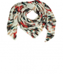 Luxurious shawl made ..of patterned wool in a stylish, graphic pattern with fringed edges - Warm and stylish - Wear with any solid-colored tops, jackets and coat - Try with a favorite plain tee, blazer or moto jacket this season Luxurious shawl made ..of patterned wool in a stylish, graphic pattern with fringed edges - Warm and stylish - Wear with any solid-colored tops, jackets and coat - Try with a favorite plain tee, blazer or moto jacket this season