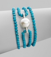 A glistening baroque pearl, surrounded by strands of turquoise beads, is accented by sparkling cubic zirconia. 14mm baroque pearl Cubic zirconia Sterling silver Length, about 7½ Lobster clasp Made in Spain 