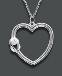 Elegant and romantic, this Everlon necklace features a sparkling diamond (1/7 ct. t.w.) in a sterling silver knot setting. The perfect gift for your sweetheart. Approximate length: 18 inches. Approximate drop: 1 inch. Elegant and romantic, this Everlon necklace features a sparkling diamond (1/7 ct. t.w.) in a sterling silver knot setting. The perfect gift for your sweetheart. Approximate length: 18 inches. Approximate drop: 1 inch.