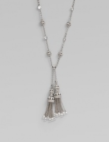 EXCLUSIVELY AT SAKS. Two delightfully detailed chain tassels dangle delicately from a long silvery chain dotted with faceted cubic zirconia discs and openwork pavé crystal beads.Cubic zirconia and crystalRhodium platedChain length, about 16Tassel length, about 2Lobster claspImported EXCLUSIVELY AT SAKS. Two delightfully detailed chain tassels dangle delicately from a long silvery chain dotted with faceted cubic zirconia discs and openwork pavé crystal beads.Cubic zirconia and crystalRhodium platedChain length, about 16Tassel length, about 2Lobster claspImported