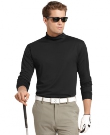 Hit the links in this performance shirt from Izod, with moisture wicking to keep you dry and UV protection to keep you protected on long rounds.