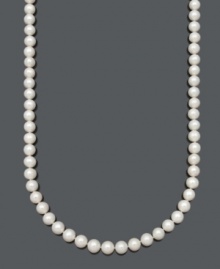 Channel the elegance and grace of style icon Audrey Hepburn. Beautiful Belle de Mer necklace features a long strand of AA cultured freshwater pearls (10-11 mm) with a 14k gold clasp. Approximate length: 30 inches. Channel the elegance and grace of style icon Audrey Hepburn. Beautiful Belle de Mer necklace features a long strand of AA cultured freshwater pearls (10-11 mm) with a 14k gold clasp. Approximate length: 30 inches.