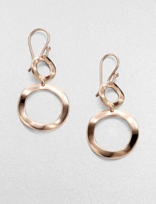 An elegant design of graduated, open ovals in 18k gold and sterling silver with a warm 18k rose goldplating. 18k gold and sterling silver with 18k rose goldplatingDrop, about 1½Hook backImported 