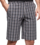 Check yourself. These plaid shorts from Alfani give any warm-weather look a shot of urban cool.