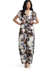 THE LOOKTie-dye designDouble v-neckCap sleevesSmocked waistBack neck tieTHE FITAbout 59 from shoulder to hemTHE MATERIALViscoseFully linedCARE & ORIGINMachine washImportedModel shown is 5'10 (177cm) wearing US size Small. THE LOOKTie-dye designDouble v-neckCap sleevesSmocked waistBack neck tieTHE FITAbout 59 from shoulder to hemTHE MATERIALViscoseFully linedCARE & ORIGINMachine washImportedModel shown is 5'10 (177cm) wearing US size Small.