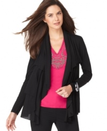 Tiered layers add a feminine flair to this Alfani open-front cardigan -- perfect for layering over all your tops!