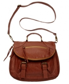 Laid-back yet ready for adventure, this take-anywhere crossbody by American Rag is the perfect partner. Faux pebbled leather is accented with gold-tone hardware, buckle detailing and top zip compartment, while the interior offers plenty of room for all the essentials. Laid-back yet ready for adventure, this take-anywhere crossbody by American Rag is the perfect partner. Faux pebbled leather is accented with gold-tone hardware, buckle detailing and top zip compartment, while the interior offers plenty of room for all the essentials.