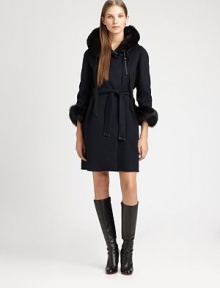 This classic silhouette will keep you wonderfully warm during the cooler season.Button-frontAttached hoodBracelet sleevesSide slash pocketsBelted waistAbout 37 from shoulder to hemWool/angoraDry cleanMade in Italy Model shown is 5'10 (178cm) wearing US size 4. This classic silhouette will keep you wonderfully warm during the cooler season.Button-frontAttached hoodBracelet sleevesSide slash pocketsBelted waistAbout 37 from shoulder to hemWool/angoraDry cleanMade in Italy Model shown is 5'10 (178cm) wearing US size 4.