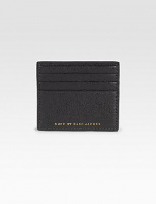 Textured calfskin leather with embossed logo detail.Four card slotsLeather4W x 3½HImported Textured calfskin leather with embossed logo detail.Four card slotsLeather4W x 3½HImported