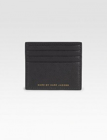 Textured calfskin leather with embossed logo detail.Four card slotsLeather4W x 3½HImported