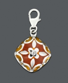 Add an extra element of beauty to any necklace or bracelet. This bead charm features bold color, scrolling silver, and sparkling cubic zirconia accents. Set in sterling silver with a lobster claw clasp. Approximate drop: 1/2 inch. Add an extra element of beauty to any necklace or bracelet. This bead charm features bold color, scrolling silver, and sparkling cubic zirconia accents. Set in sterling silver with a lobster claw clasp. Approximate drop: 1/2 inch.