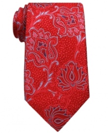 Add a pop of paisley to your wardrobe with this sophisticated tie from Tasso Elba. Add a pop of paisley to your wardrobe with this sophisticated tie from Tasso Elba.