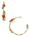 Detailed with carnelian and crystal stations, Alexis Bittar's yellow gold hoop earrings are a dynamic detail. Wear them to put a cool spin on day-to-night looks.