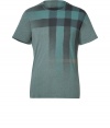 An ultra-modern take on the characteristic check, Burberry Brits painted-effect printed tee is a cool way to wear the brands iconic look - Round neckline, short sleeves, faded grey check print on front, heathered throughout - Slim fit - Wear with jeans and edgy leather sneakers