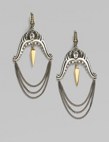 From the Jewels Verne Collection. Polished and oxidized sterling silver with a goldplated spike drop.Crystal Sterling silver Yellow goldplated Length, about 2½ 14K gold post with omega clip Imported From the Jewels Verne Collection. Polished and oxidized sterling silver with a goldplated spike drop.Crystal Sterling silver Yellow goldplated Length, about 2½ 14K gold post with omega clip Imported