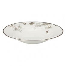 A soft floral motif exquisitely adorns Lenox's Paisley Terrace white-bodied porcelain bowl. Mica accents and gleaming platinum trim complete the traditional-modern look. A soft floral motif exquisitely adorns Lenox's Paisley Terrace white-bodied porcelain bowl. Mica accents and gleaming platinum trim complete the traditional-modern look.