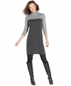 Create a cozy look with this colorblocked Elementz sweater dress! It looks really chic with tall boots and tights.