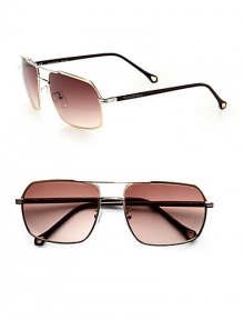 A modern update on a timeless classic, crafted in Italy in lightweight metal design. Available in shiny gold and silver frames with gradient brown lenses.Metal100% UV ProtectionMade in Italy A modern update on a timeless classic, crafted in Italy in lightweight metal design. Available in shiny gold and silver frames with gradient brown lenses.Metal100% UV ProtectionMade in Italy