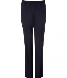 Sophisticated navy blue wool pinstriped pants - These stylish and versatile pants have a modern slim fit - Wear with a cashmere pullover and oxfords for updated office attire - Try with a blazer, t-shirt, and boots