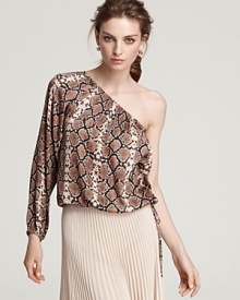 BCBGMAXAZRIA Top - One Shoulder Python