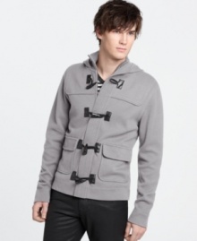 Get prepped for the season. This toggle sweater brings studious style to the streets.