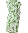 Bring bold style to your cocktail look with this draped dress from Matthew Williamson - Draped cowl neck, asymmetrical sleeves with draped shoulder, fitted waist with draping, concealed side zip closure, all-over print - Style with statement heels and an embellished clutch