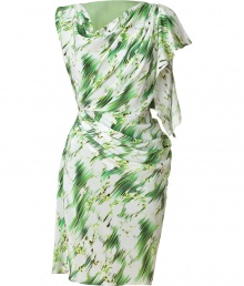 Bring bold style to your cocktail look with this draped dress from Matthew Williamson - Draped cowl neck, asymmetrical sleeves with draped shoulder, fitted waist with draping, concealed side zip closure, all-over print - Style with statement heels and an embellished clutch Bring bold style to your cocktail look with this draped dress from Matthew Williamson - Draped cowl neck, asymmetrical sleeves with draped shoulder, fitted waist with draping, concealed side zip closure, all-over print - Style with statement heels and an embellished clutch